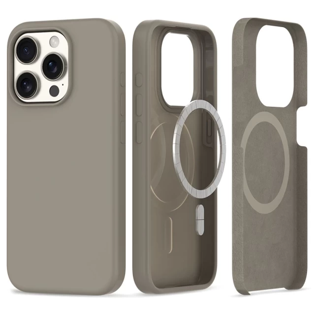 Чехол Tech-Protect Silicone для iPhone 15 Pro Titanium with MagSafe (9319456606843)