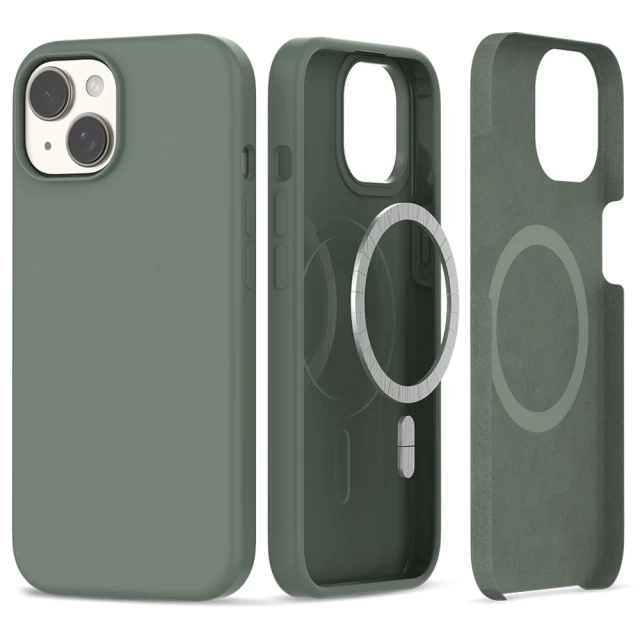Чохол Tech-Protect Silicone для iPhone 15 Olive with MagSafe (9319456606898)