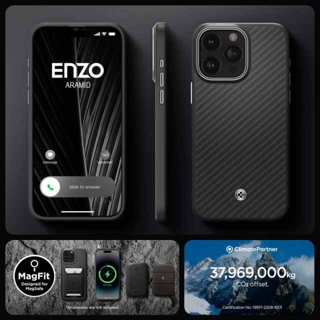 Чохол Spigen Enzo Aramid для iPhone 15 Pro Max Matte Black with MagSafe (ACS07044)