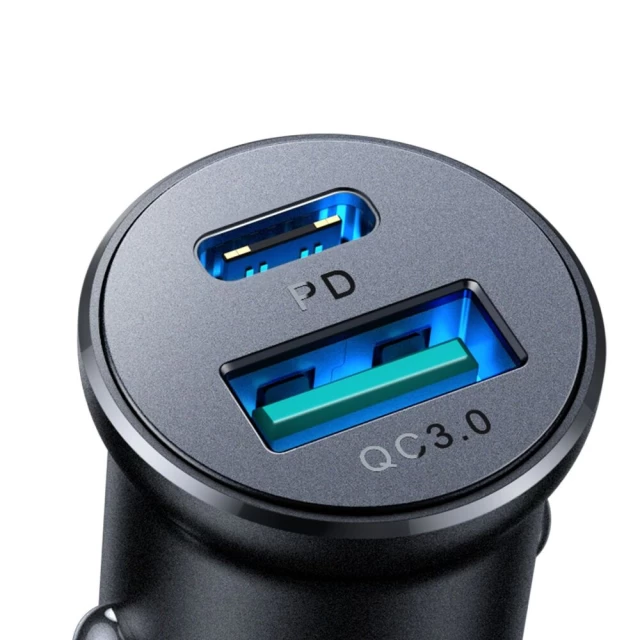 Автомобільний зарядний пристрій Joyroom USB-A/USB-C 30W Black (JR-CCN05)