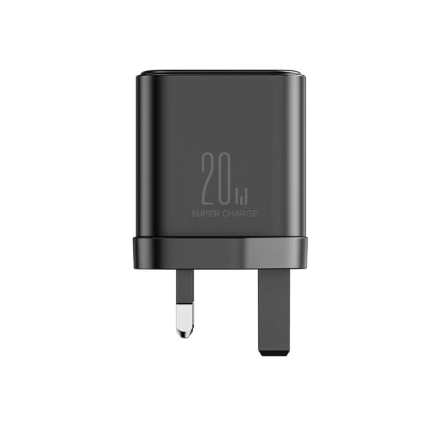 Мережевий зарядний пристрій Joyroom Flash Series (UK) USB-A/USB-C 20W Black (JR-TCF05)