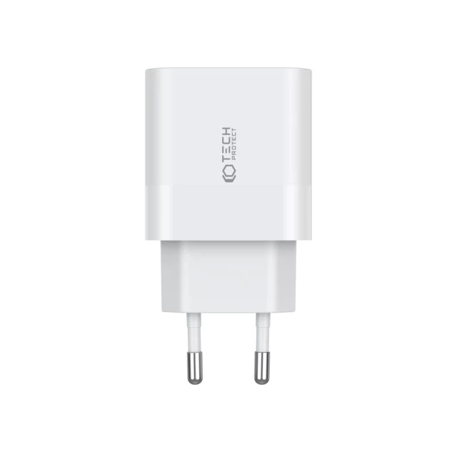 Сетевое зарядное устройство Tech-Protect 20W 2xUSB-C with USB-C to USB-C Cable 1m White (9319456607291)