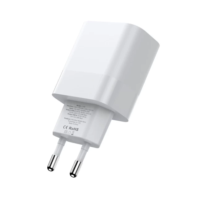 Мережевий зарядний пристрій Tech-Protect 20W 2xUSB-C with USB-C to USB-C Cable 1m White (9319456607291)