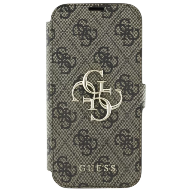 Чохол-книжка Guess 4G Big Metal Logo для iPhone 16 Plus Brown (GUBKP16M4GMGBR)