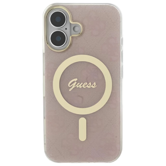 Чехол Guess IML 4G для iPhone 16 Pink with MagSafe (GUHMP16SH4STP)