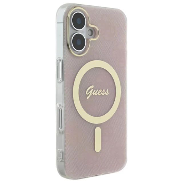 Чехол Guess IML 4G для iPhone 16 Pink with MagSafe (GUHMP16SH4STP)