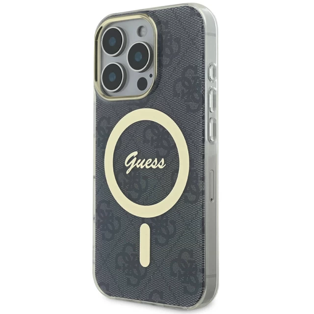 Чохол Guess IML 4G для iPhone 16 Pro Black with MagSafe (GUHMP16LH4STK)