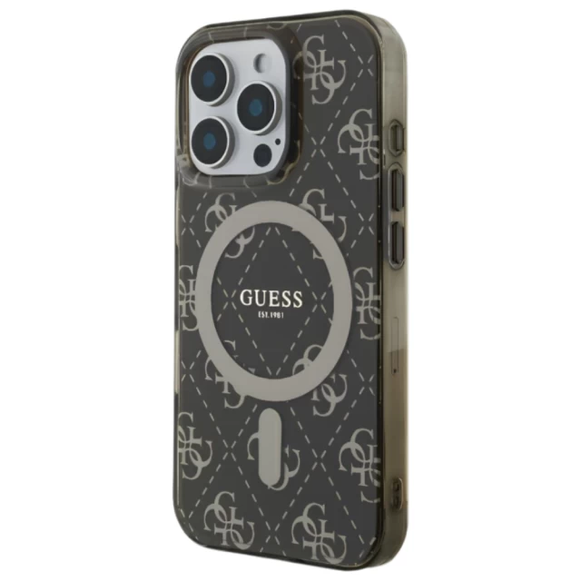 Чохол Guess IML 4G Background для iPhone 16 Pro Brown with MagSafe (GUHMP16LH4DTEW)