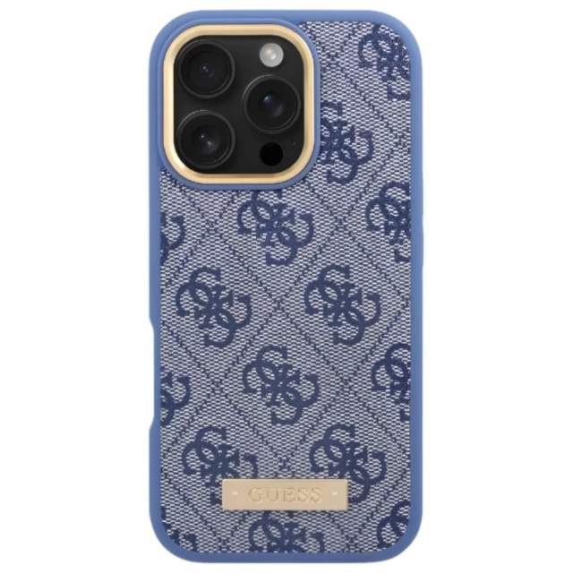 Чохол Guess 4G Logo Plate для iPhone 16 Pro Blue with MagSafe (GUHMP16LU4GPRB)