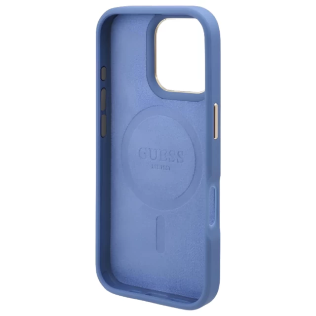 Чохол Guess 4G Logo Plate для iPhone 16 Pro Blue with MagSafe (GUHMP16LU4GPRB)