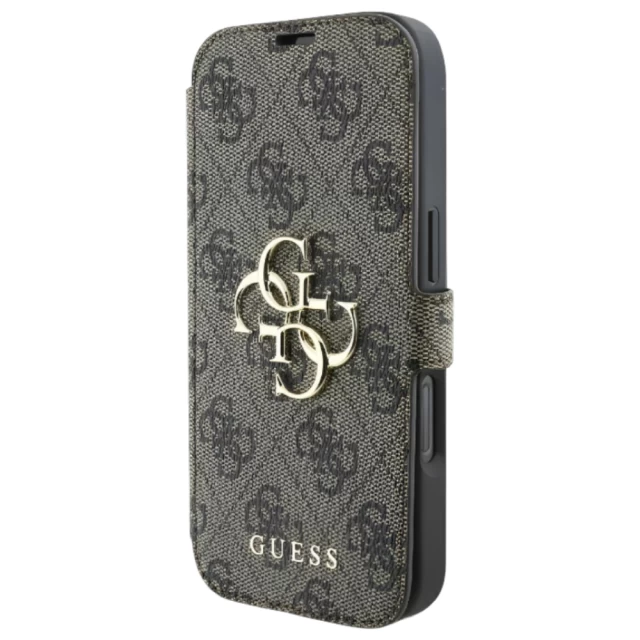 Чохол-книжка Guess 4G Big Metal Logo для iPhone 16 Pro Brown (GUBKP16L4GMGBR)