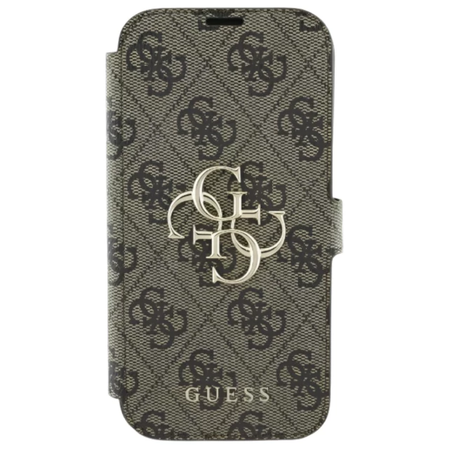 Чохол-книжка Guess 4G Big Metal Logo для iPhone 16 Pro Brown (GUBKP16L4GMGBR)