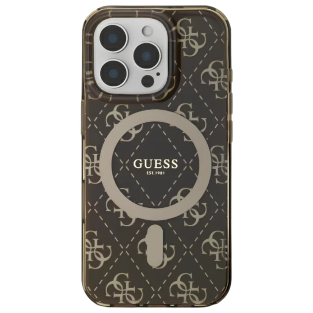 Чохол Guess IML 4G Background для iPhone 16 Pro Max Brown with MagSafe (GUHMP16XH4DTEW)