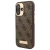 Чехол Guess 4G Logo Plate для iPhone 16 Brown with MagSafe (GUHMP16SU4GPRW)