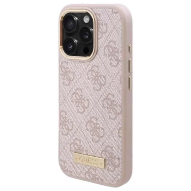 Чохол Guess 4G Logo Plate для iPhone 16 Pro Pink with MagSafe (GUHMP16LU4GPRP)