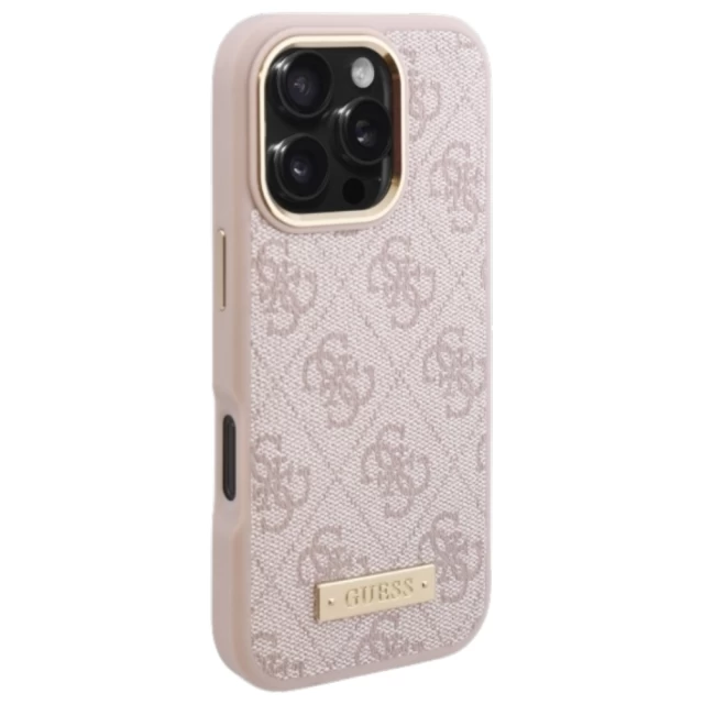 Чохол Guess 4G Logo Plate для iPhone 16 Pro Pink with MagSafe (GUHMP16LU4GPRP)