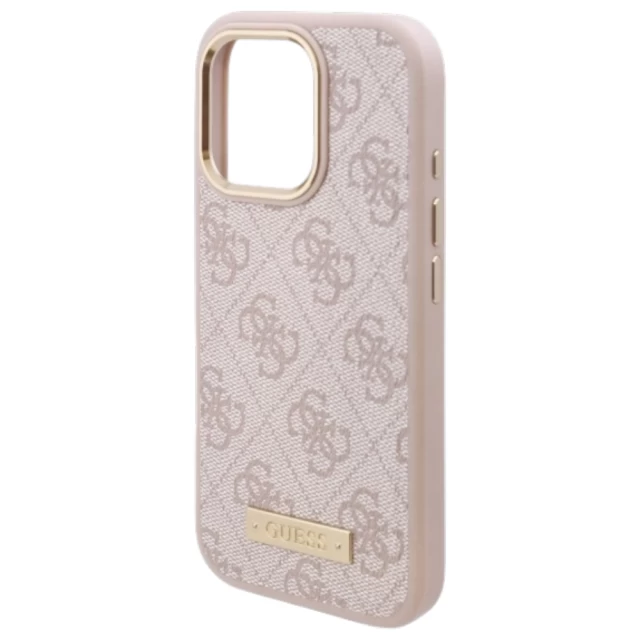 Чохол Guess 4G Logo Plate для iPhone 16 Pro Pink with MagSafe (GUHMP16LU4GPRP)