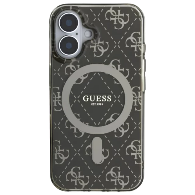 Чехол Guess IML 4G Background для iPhone 16 Plus Brown with MagSafe (GUHMP16MH4DTEW)