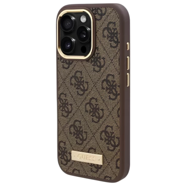 Чохол Guess 4G Logo Plate для iPhone 16 Pro Brown with MagSafe (GUHMP16LU4GPRW)