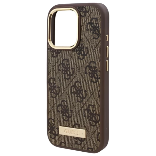 Чохол Guess 4G Logo Plate для iPhone 16 Pro Brown with MagSafe (GUHMP16LU4GPRW)