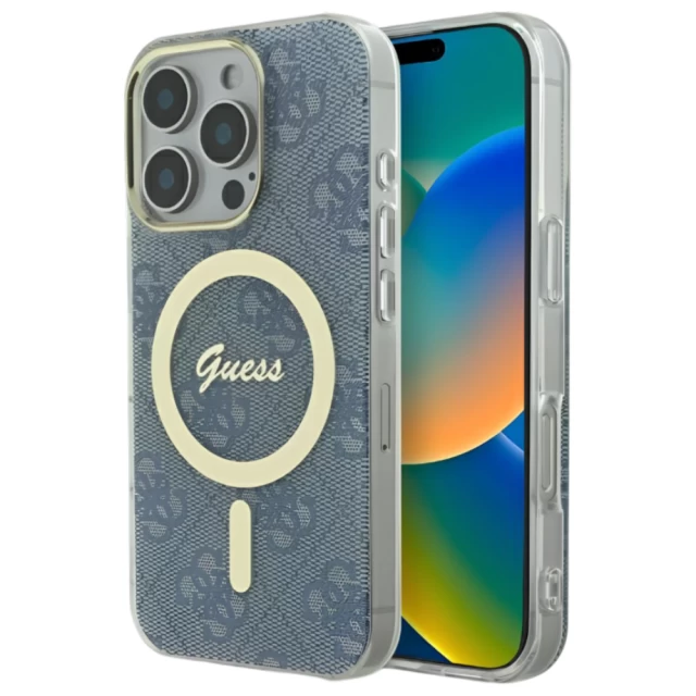 Чохол Guess IML 4G для iPhone 16 Pro Max Blue with MagSafe (GUHMP16XH4STB)