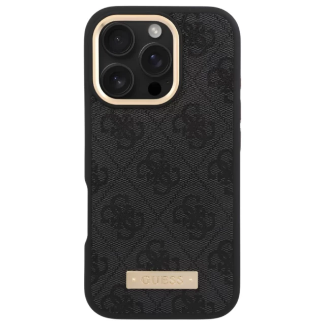 Чехол Guess 4G Logo Plate для iPhone 16 Pro Max Black with MagSafe (GUHMP16XU4GPRK)