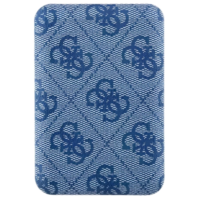 Портативний зарядний пристрій Guess 4G Leather Metal Logo 15W 5000mAh Blue with MagSafe (GUPB5FP4EMGB)