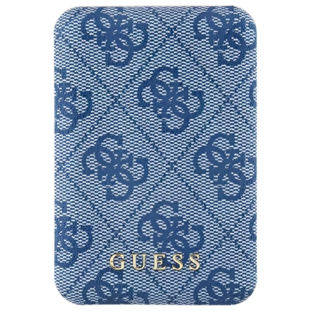 Портативний зарядний пристрій Guess 4G Leather Metal Logo 15W 5000mAh Blue with MagSafe (GUPB5FP4EMGB)