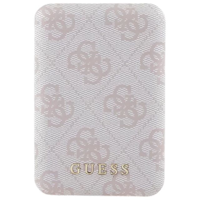 Портативное зарядное устройство Guess 4G Leather Metal Logo 15W 5000mAh Pink with MagSafe (GUPB5FP4EMGP)