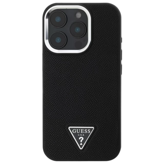 Чохол Guess Grained Triangle для iPhone 16 Pro Black with MagSafe (GUHMP16LPGTSPSK)