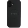 Чехол Guess Grained Gold Ring для iPhone 16 Black with MagSafe (GUHMP16SPGHSMMK)