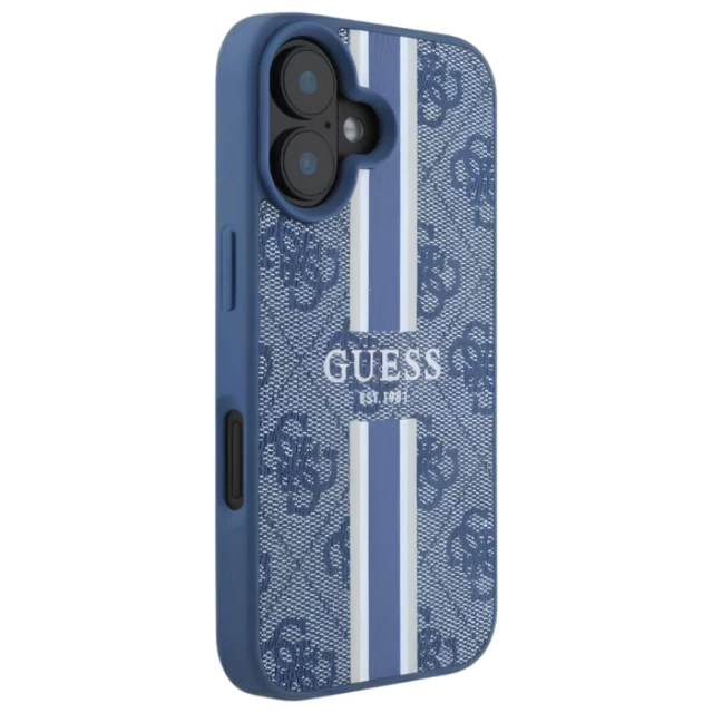 Чохол Guess 4G Printed Stripes для iPhone 16 Blue with MagSafe (GUHMP16SP4RPSB)