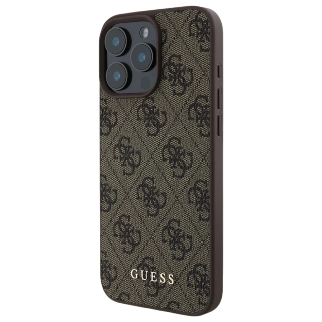 Чохол Guess 4G Metal Gold Logo для iPhone 16 Pro Max Brown (GUHCP16XG4GFBR)