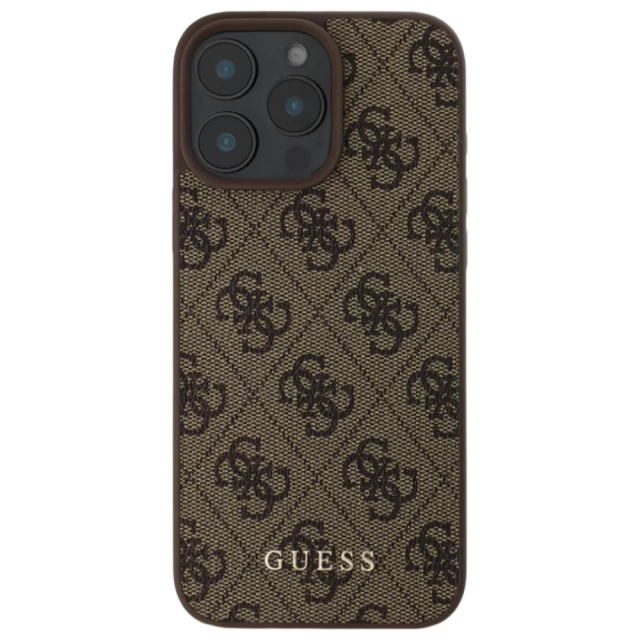 Чохол Guess 4G Metal Gold Logo для iPhone 16 Pro Max Brown (GUHCP16XG4GFBR)