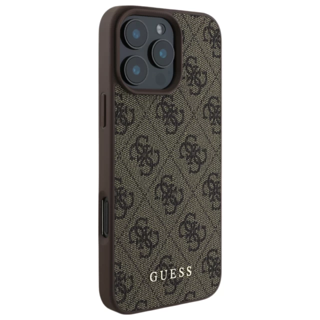 Чохол Guess 4G Metal Gold Logo для iPhone 16 Pro Max Brown (GUHCP16XG4GFBR)