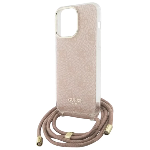 Чехол Guess Crossbody Cord 4G Print для iPhone 16 Pro Max Pink (GUHCP16XHC4SEP)