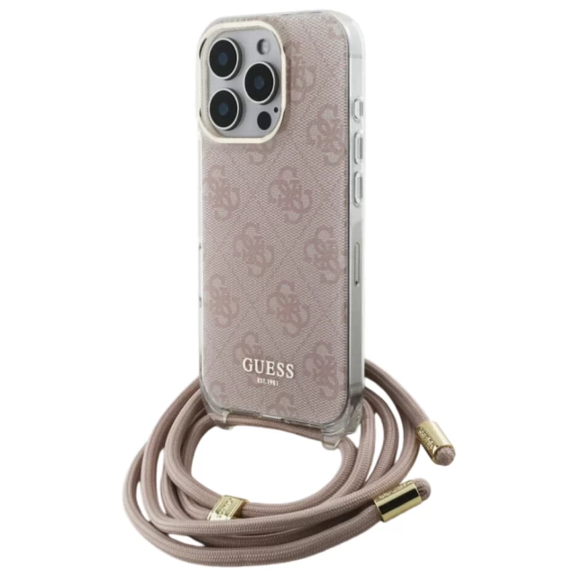 Чехол Guess Crossbody Cord 4G Print для iPhone 16 Pro Max Pink (GUHCP16XHC4SEP)