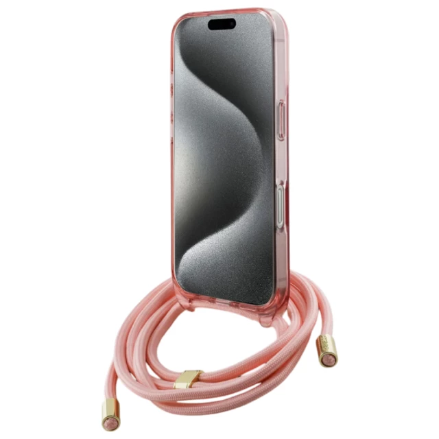 Чехол Guess Crossbody Cord Script для iPhone 16 Pro Max Pink with MagSafe (GUHMP16XHCTSGNSP)