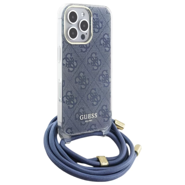 Чохол Guess Crossbody Cord 4G Print для iPhone 16 Pro Blue (GUHCP16LHC4SEB)