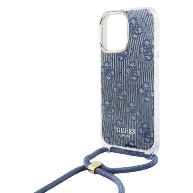 Чохол Guess Crossbody Cord 4G Print для iPhone 16 Pro Blue (GUHCP16LHC4SEB)