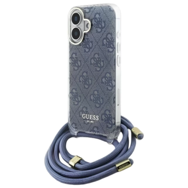 Чехол Guess Crossbody Cord 4G Print для iPhone 16 Blue (GUHCP16SHC4SEB)