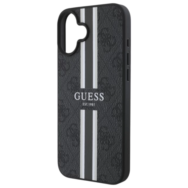 Чохол Guess 4G Printed Stripes для iPhone 16 Black with MagSafe (GUHMP16SP4RPSK)