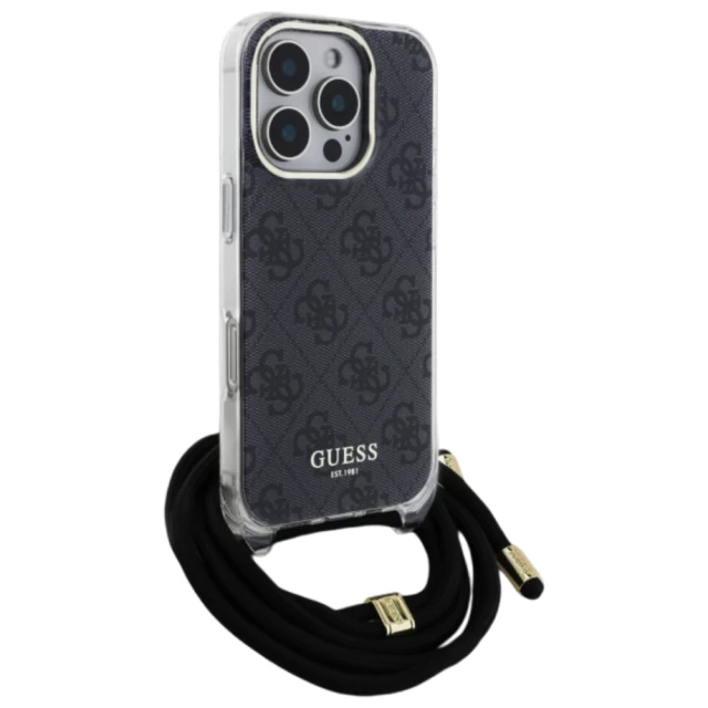 Чехол Guess Crossbody Cord 4G Print для iPhone 16 Pro Max Black (GUHCP16XHC4SEK)