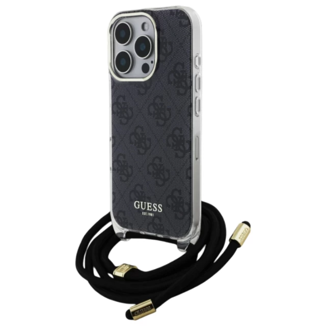 Чехол Guess Crossbody Cord 4G Print для iPhone 16 Pro Max Black (GUHCP16XHC4SEK)