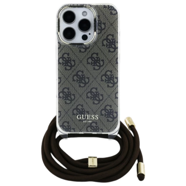 Чохол Guess Crossbody Cord 4G Print для iPhone 16 Pro Max Brown (GUHCP16XHC4SEW)