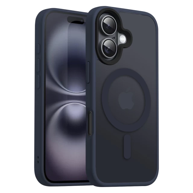 Чохол для iPhone 16 Plus WAVE Matte Insane Case with Magnetic Ring Midnight Blue