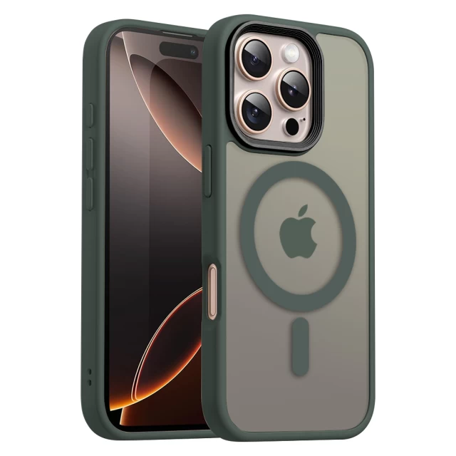 Чохол для iPhone 16 Pro Max WAVE Matte Insane Case with Magnetic Ring Green