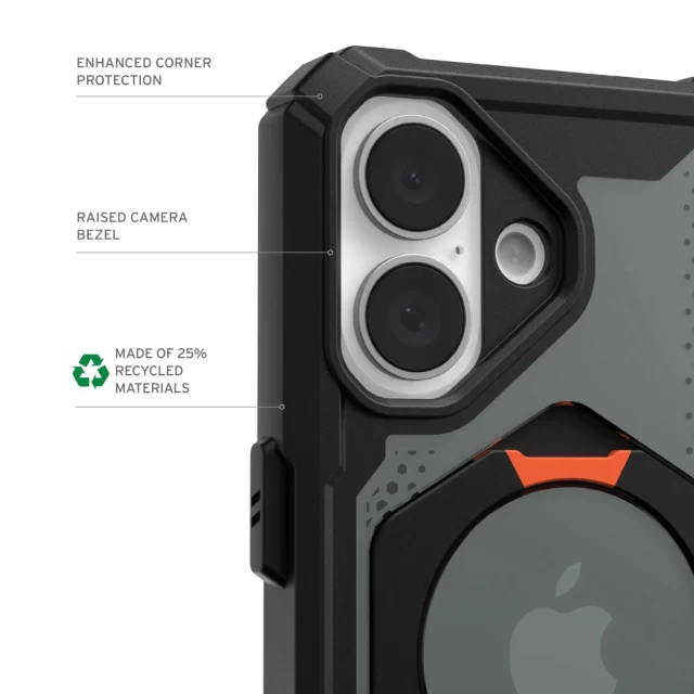 Чохол UAG Plasma XTE для iPhone 16 Black Orange with MagSafe (114476114097)