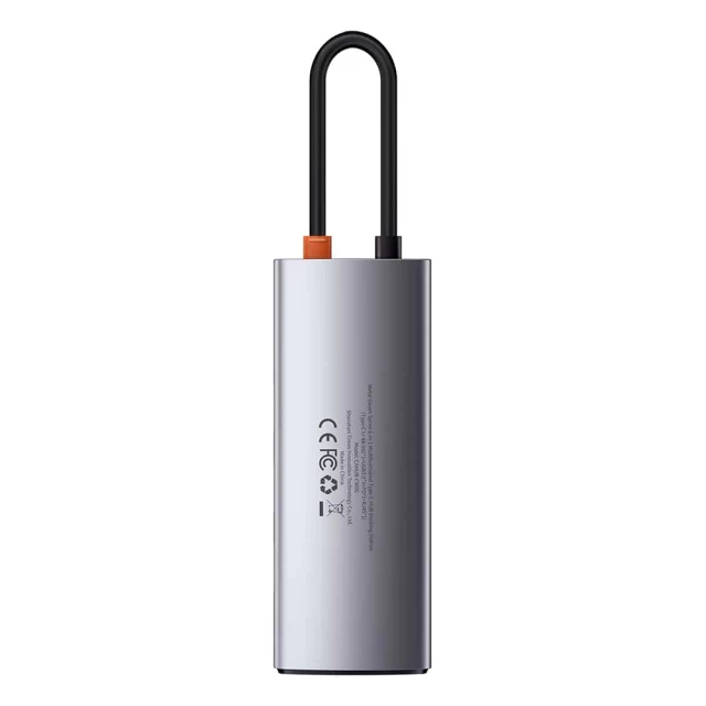 USB-хаб Baseus Bend Angle No.7 Multifunctional 6-in-1 USB-C to 2xUSB-A/USB-C/HDMI/3.5 mm Jack/MicroSD Grey (WKWG020013)