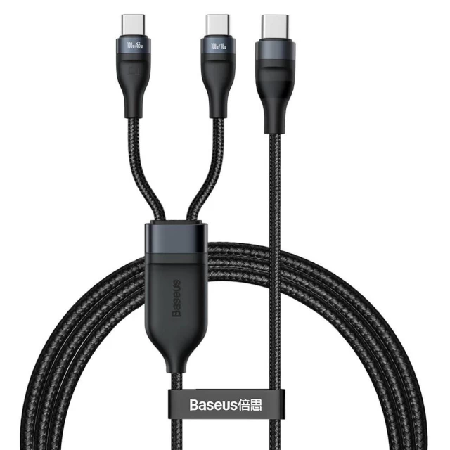 Кабель Baseus Flash 2-in-1 USB-C to USB-C/USB-C 1.5m Black (CA1T2-C01)